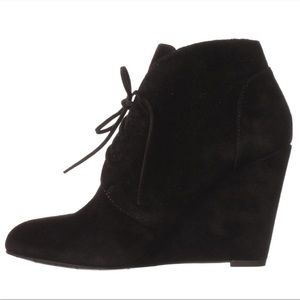 Via Spiga black suede wedge booties. Never worn